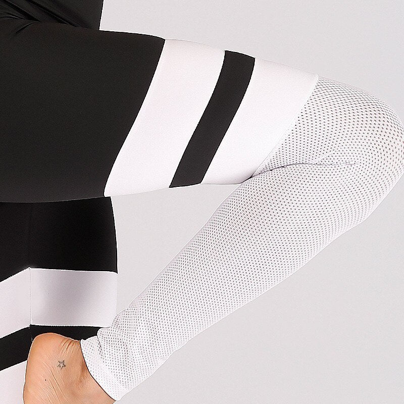 Mesh Patchwork Damen Sport Leggings, Damen Hohe Taille