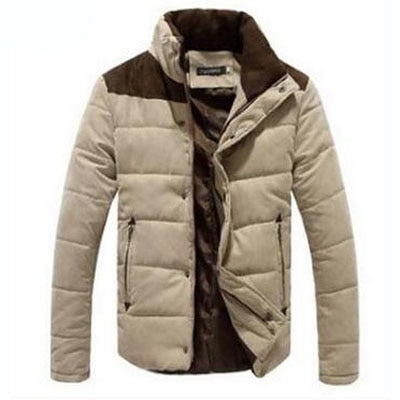Winter warme Männerjacke aus Baumwolle mit stehenden Kragen, Gepolsterte Mantel, Oberbekleidung 4XL