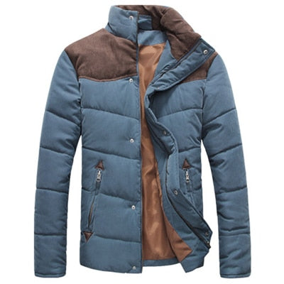 Winter warme Männerjacke aus Baumwolle mit stehenden Kragen, Gepolsterte Mantel, Oberbekleidung 4XL
