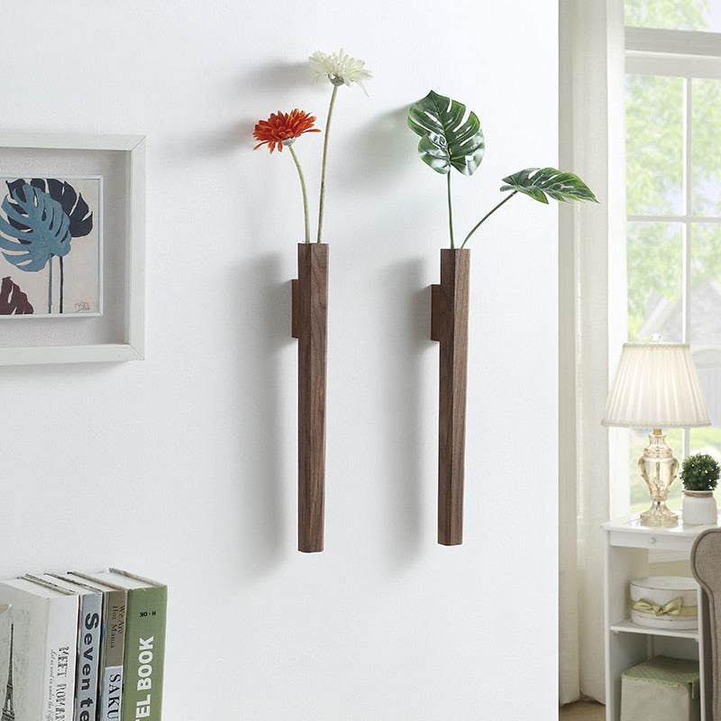 Wand Vase aus Handgemachten Massivholz, Hydrokultur Blumentopf