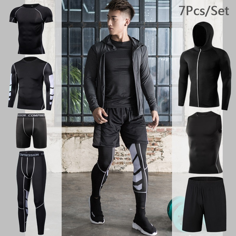 Männer Enge Sportwear Gymanzug, Kompression Leggings, Workout Sport Kleidung Sets