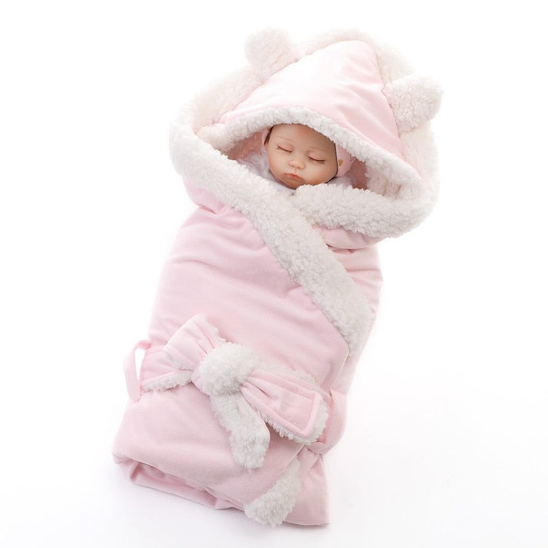 Winterdecke für Mädchen und Jungen Babys, Doppel Schicht Fleece Baby Swaddle Schlafsack für Neugeborene