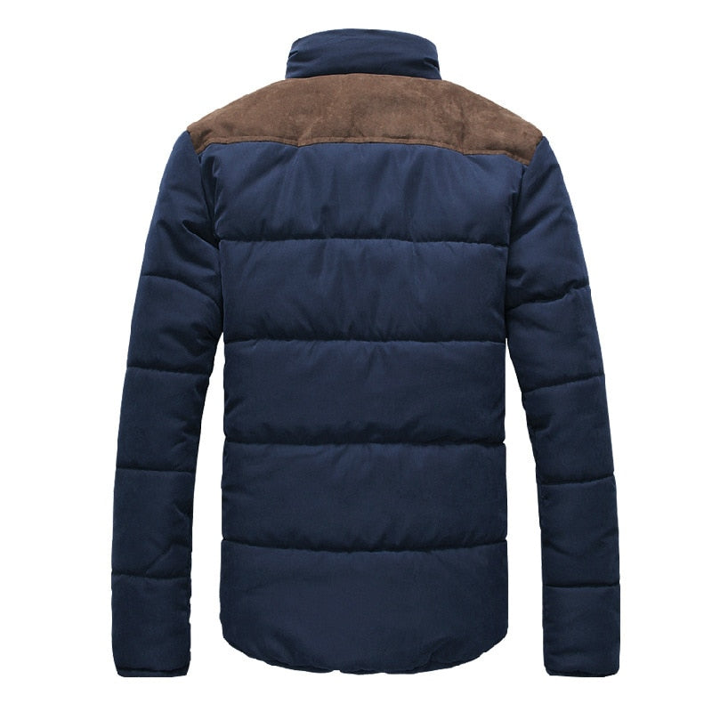 Winter warme Männerjacke aus Baumwolle mit stehenden Kragen, Gepolsterte Mantel, Oberbekleidung 4XL