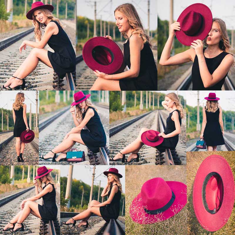 Schwarz Rot Fedora Hüte Für Frauen