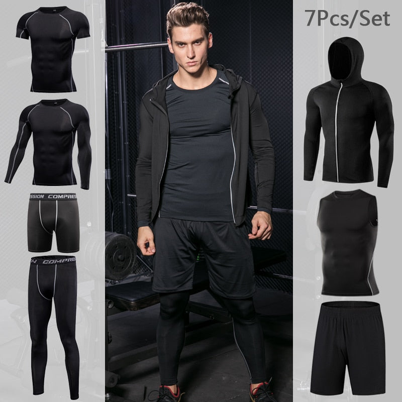 Männer Enge Sportwear Gymanzug, Kompression Leggings, Workout Sport Kleidung Sets