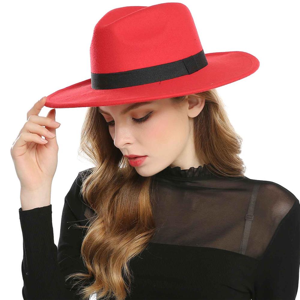 Schwarz Rot Fedora Hüte Für Frauen