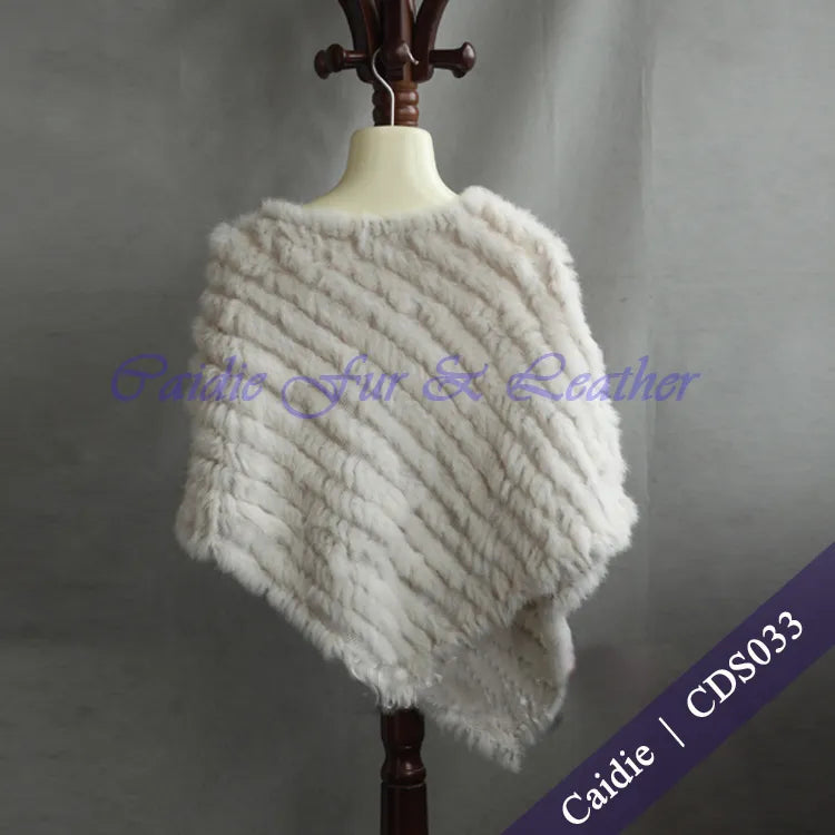 HSPL Pelz Herbst Poncho, Echt Kaninchen Dreieck Gestrickte Damen Pullover, Dame Pashmina