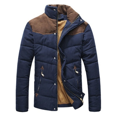 Winter warme Männerjacke aus Baumwolle mit stehenden Kragen, Gepolsterte Mantel, Oberbekleidung 4XL