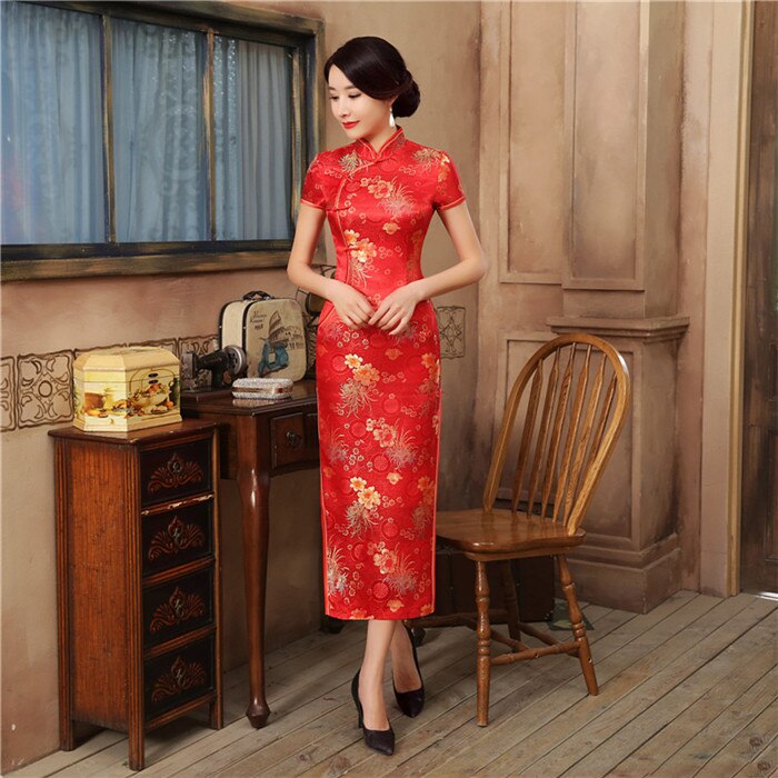 New High Fashion Green Rayon Cheongsam Chinese Classic Women