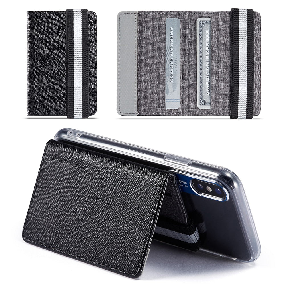 Flip Sticker Leder-Handy-Kartenhalter-Hülle, selbstklebend, Brieftaschen-Beutel, flexibler Ständer, Aufkleber, Kredit-ID-Karten, Buddy-Sets