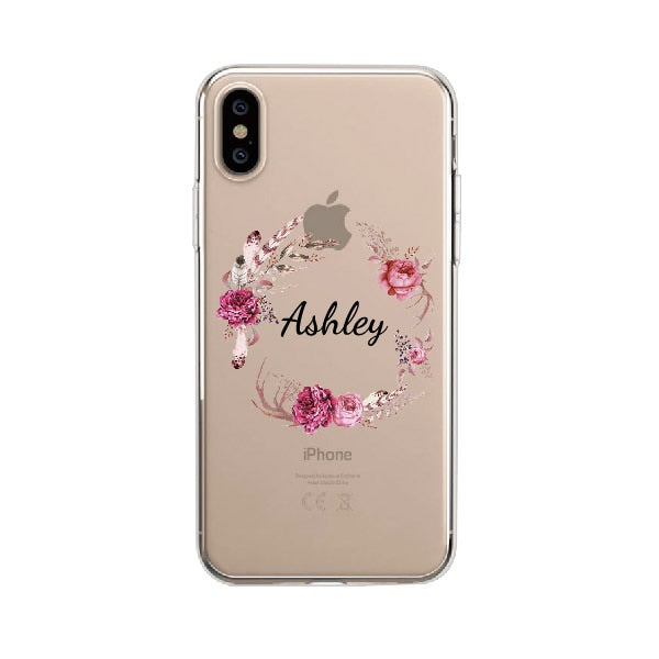 Personalisierte Personalisierung Name Vintage Blumenkranz Bouquet Telefon Soft Clear Case für iPhone 14, 14ProMax, 14Plus, 13Promax, 13, 12, 11