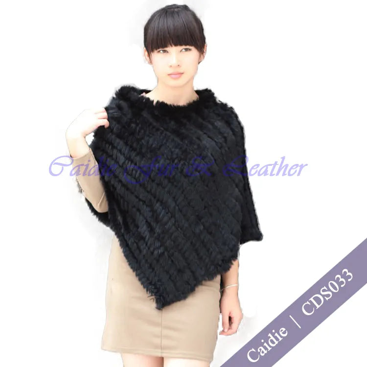 HSPL Pelz Herbst Poncho, Echt Kaninchen Dreieck Gestrickte Damen Pullover, Dame Pashmina