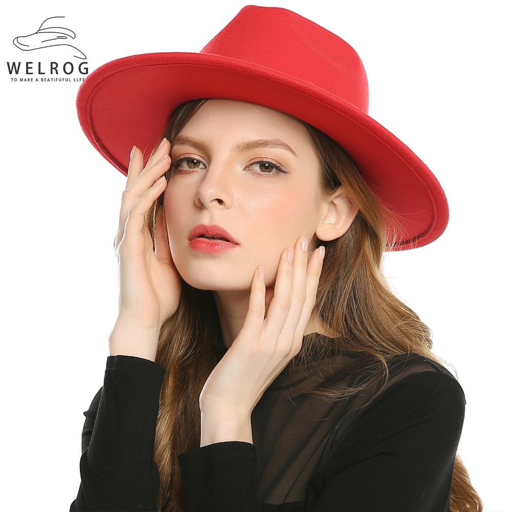 Schwarz Rot Fedora Hüte Für Frauen
