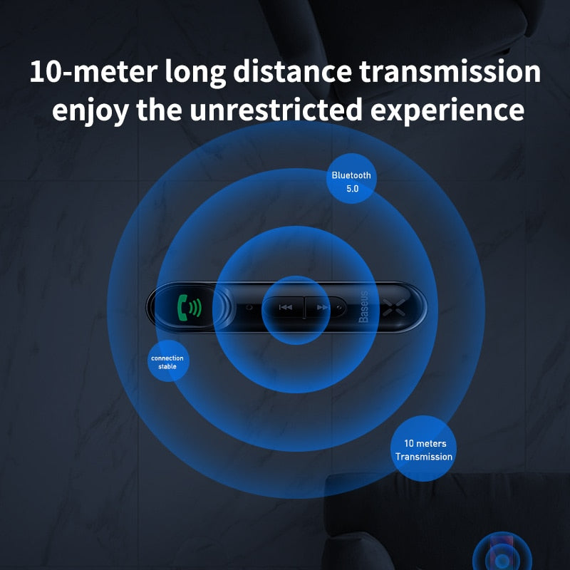 Baseus Aux Auto Wireless Audio Receiver, Auto Bluetooth 5.0 Car Kit Adapter Freisprecheinrichtung Lautsprecher Mit Mikrofon