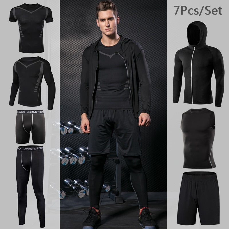 Männer Enge Sportwear Gymanzug, Kompression Leggings, Workout Sport Kleidung Sets