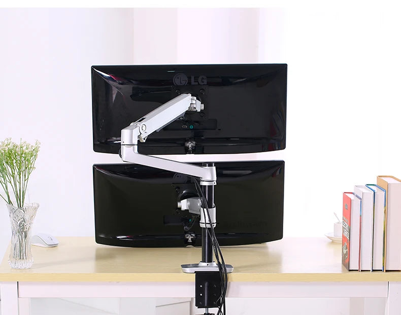 Mechanische Feder, vollbeweglicher 17-32-Zoll-Dual-Monitor-Halterungsarm, Aluminium-Monitorhalterung, maximale Belastung von 10 kg pro Arm
