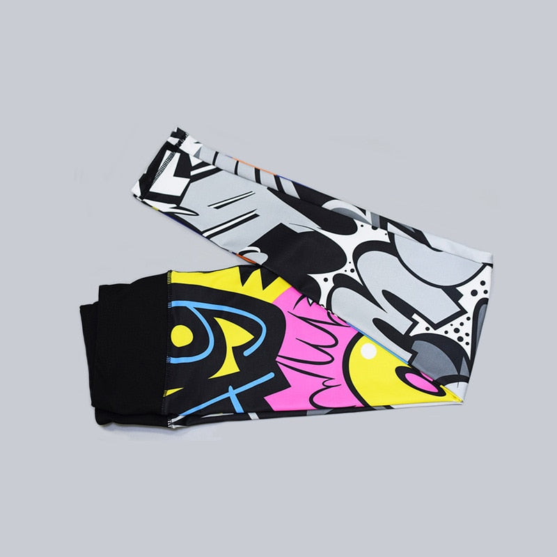 Damen Sport Leggings mit Cartoon Print, Atmungsaktive Gym Jogging Laufhose