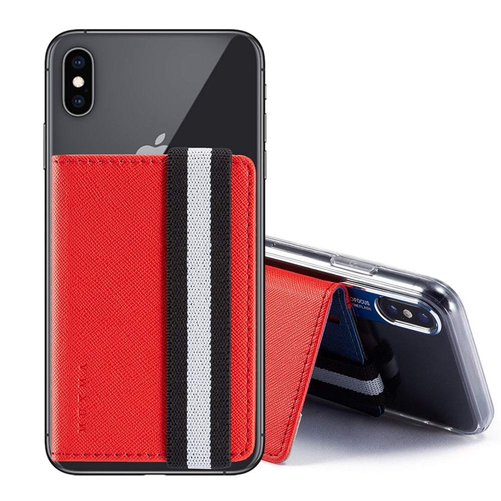 Flip Sticker Leder-Handy-Kartenhalter-Hülle, selbstklebend, Brieftaschen-Beutel, flexibler Ständer, Aufkleber, Kredit-ID-Karten, Buddy-Sets