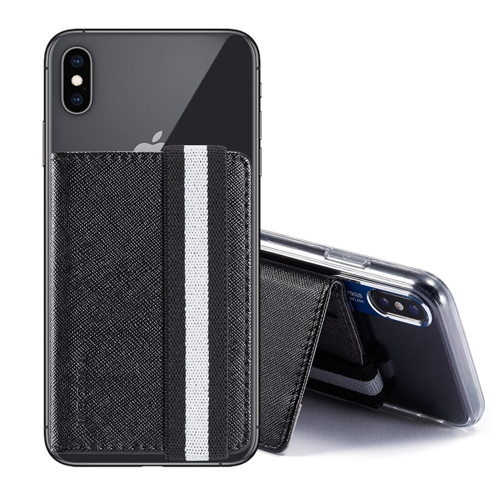 Flip Sticker Leder-Handy-Kartenhalter-Hülle, selbstklebend, Brieftaschen-Beutel, flexibler Ständer, Aufkleber, Kredit-ID-Karten, Buddy-Sets