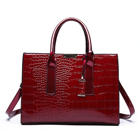 Luxus Damen Ledertaschen, Designer Krokodil Muster Schulter Tasche