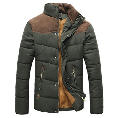 Winter warme Männerjacke aus Baumwolle mit stehenden Kragen, Gepolsterte Mantel, Oberbekleidung 4XL