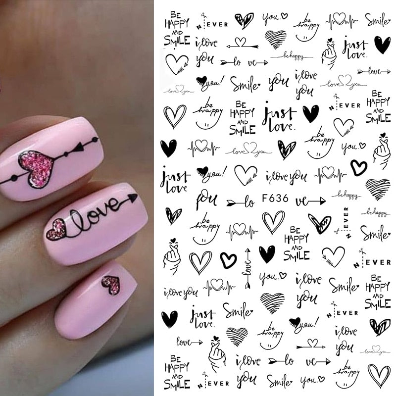 3D Nagelaufkleber, love Aufkleber, Gesicht Muster, Valentinstag Nail art Dekoration, Liebesherz
