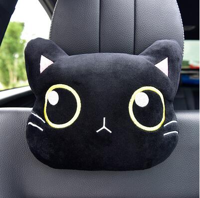 Nette Katze Auto Hals Kissen, Cartoon KatzenKopf Auto Kopfstütze, Reise Kissen Katze Sicherheitsgurt Schulter Pads Abdeckungen, Rückspiegel Abdeckung