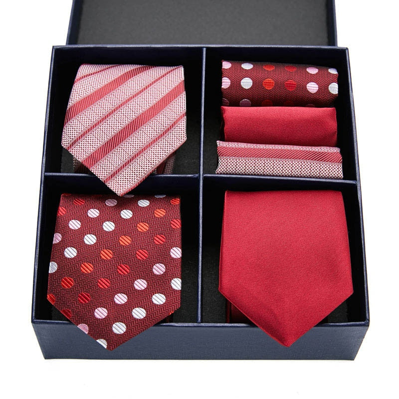 Geschenkbox-Set Herren-Krawatte, Seide, klassisches Jacquard-Gewebe, extra langes Krawatten-Einstecktuch-Set für formelle Hochzeitsfeier für Männer