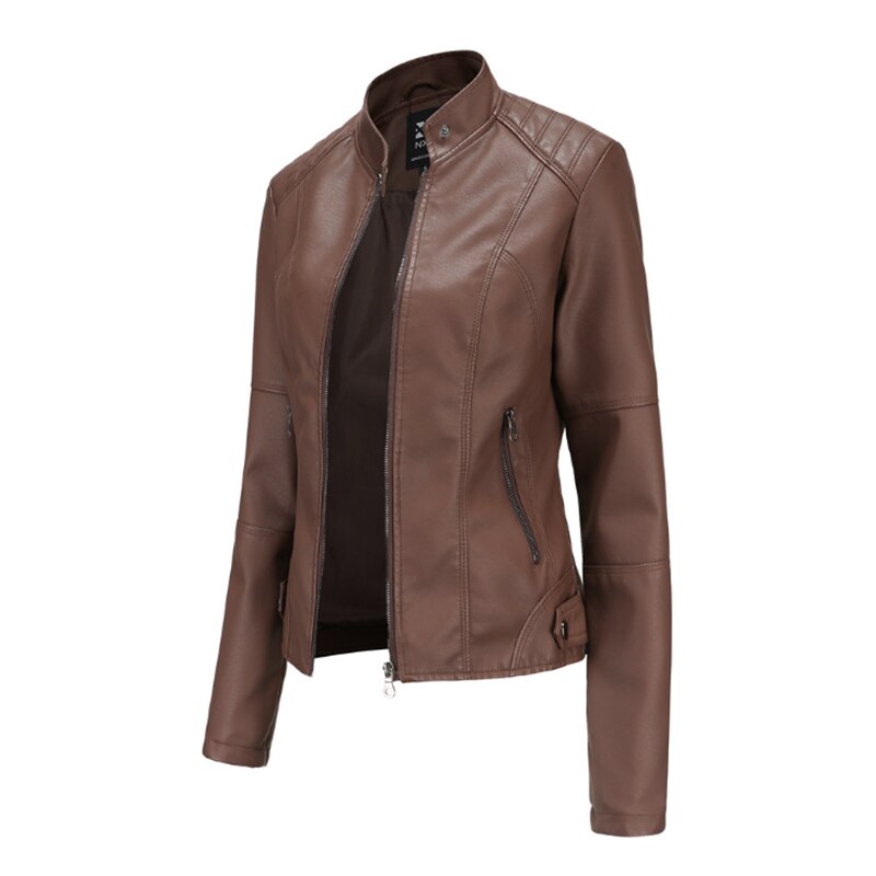 Damen Stehkragen Lederjacke, Motorradbekleidung