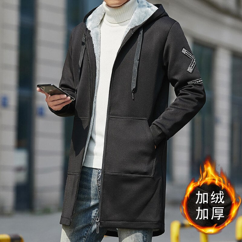 2023 Männer Winter Verdicken Fleece Jacke mit Kapuze