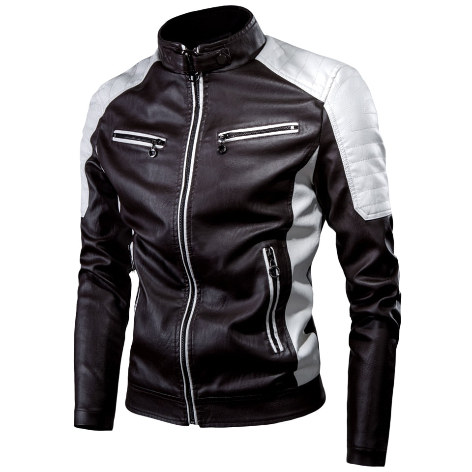 Herren Lederjacke, 2023 Mode Biker Jacke