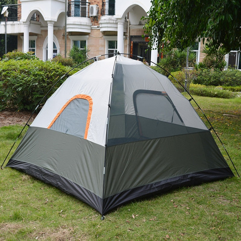 Windschutz-Campingzelt für 3–4 Personen, Zweischichtige, wasserdichte Anti-UV-Touristenzelte
