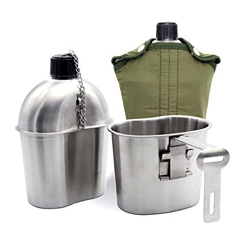 3 Teile/Satz Edelstahl Militär Kantine Tasse, tragbare Kantine Tasse mit Deckel