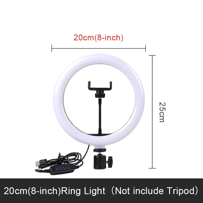 Selfie-Ringlicht-Fotografie-LED-Lampenrand mit optionaler mobiler Halterung, Stativ-Ringlicht für Live-Video-Stream