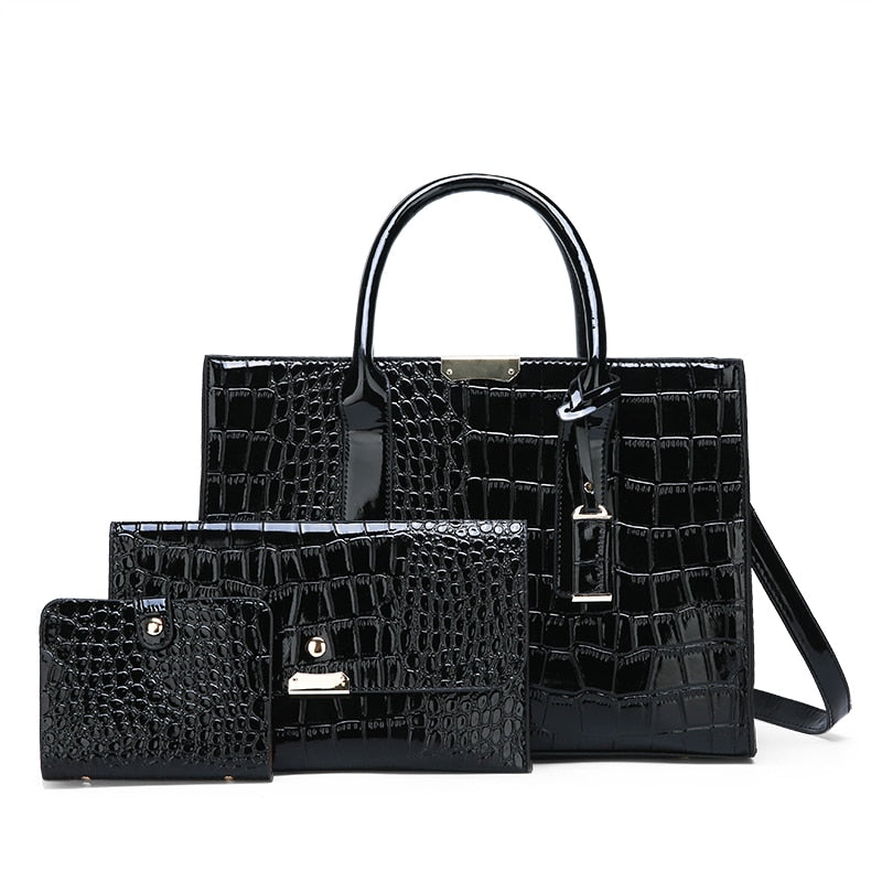 Luxus Damen Ledertaschen, Designer Krokodil Muster Schulter Tasche