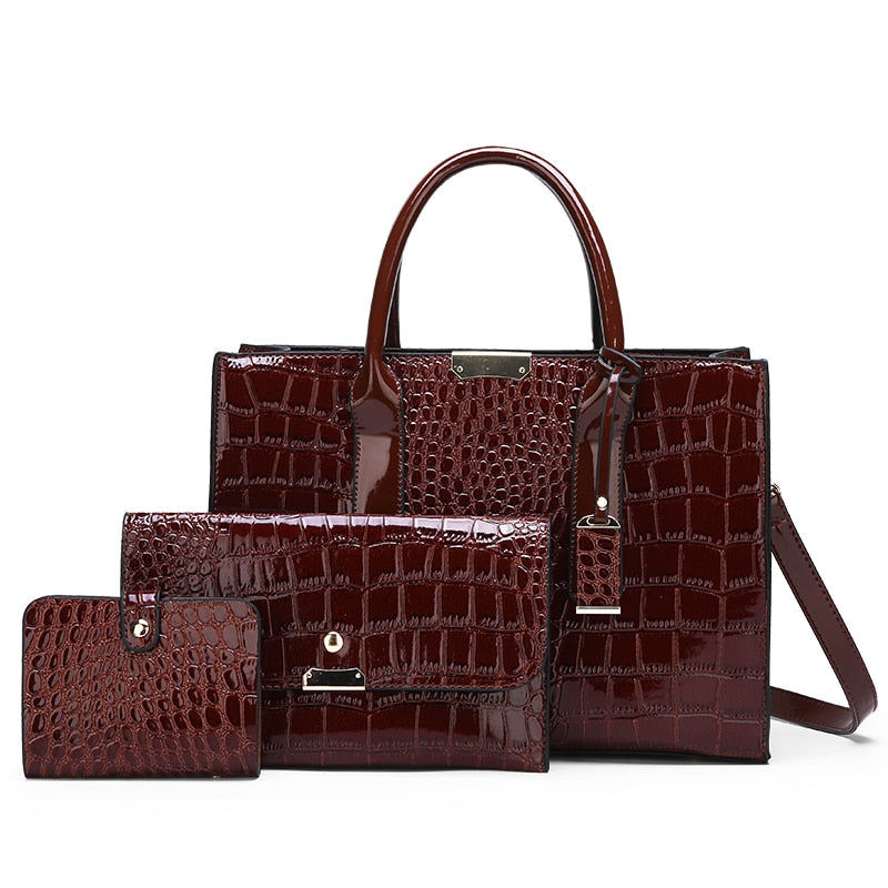 Luxus Damen Ledertaschen, Designer Krokodil Muster Schulter Tasche