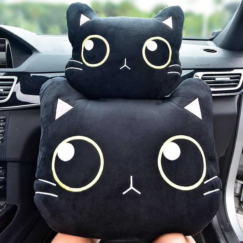 Nette Katze Auto Hals Kissen, Cartoon KatzenKopf Auto Kopfstütze, Reise Kissen Katze Sicherheitsgurt Schulter Pads Abdeckungen, Rückspiegel Abdeckung