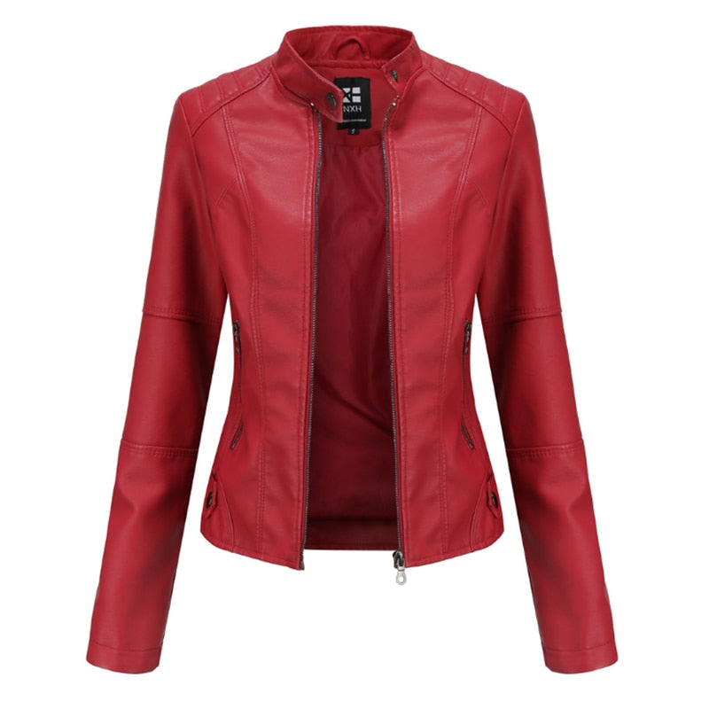 Damen Stehkragen Lederjacke, Motorradbekleidung