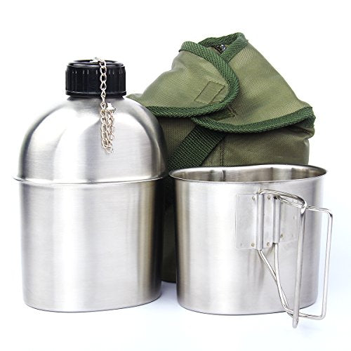 3 Teile/Satz Edelstahl Militär Kantine Tasse, tragbare Kantine Tasse mit Deckel
