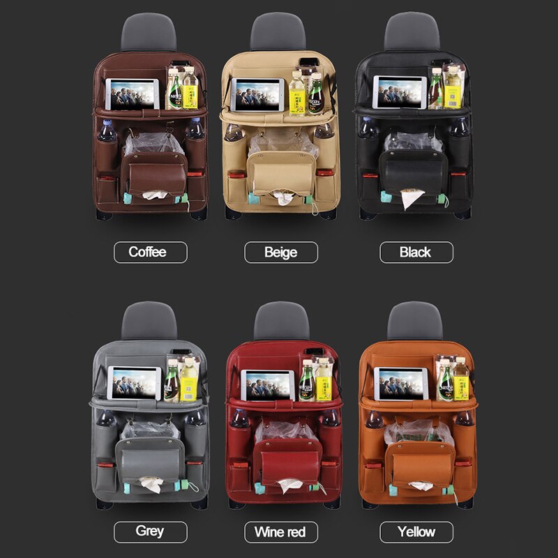 Auto-Aufbewahrungstasche aus PU-Leder, Multifunktions-Rückenlehne, Hängetasche, wasserdicht, Auto-Organizer