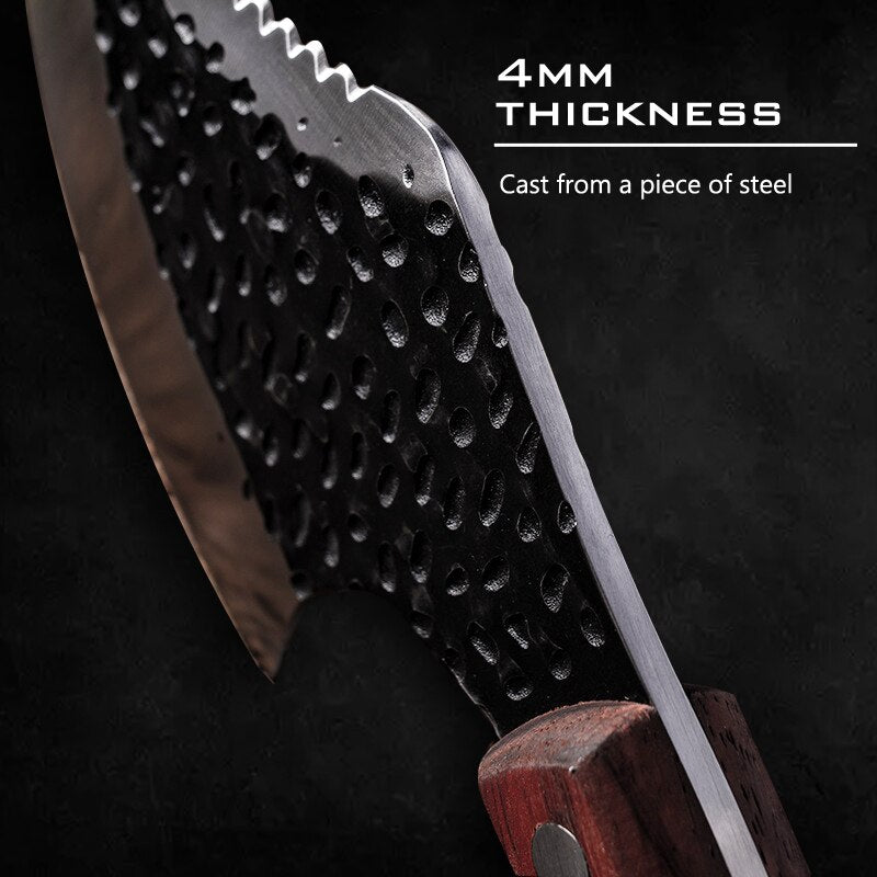Metzgermesser geschmiedet, Outdoor Jagdmesser 5CR15 Edelstahl