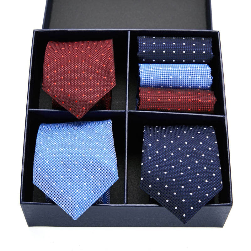 Geschenkbox-Set Herren-Krawatte, Seide, klassisches Jacquard-Gewebe, extra langes Krawatten-Einstecktuch-Set für formelle Hochzeitsfeier für Männer