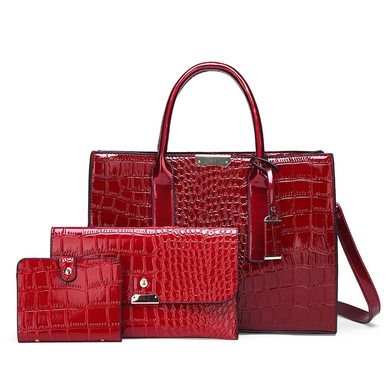 Luxus Damen Ledertaschen, Designer Krokodil Muster Schulter Tasche