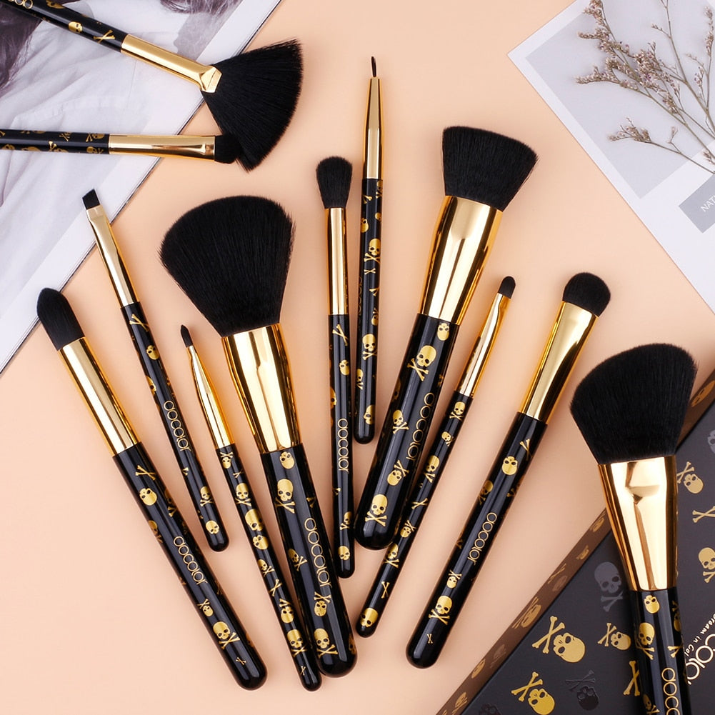 Docolor Goth Make-up-Pinsel-Set, 12-teilig, professionelle Gesichtspuder, Lidschatten, Foundation, Mischkosmetik, professionelle Pinsel