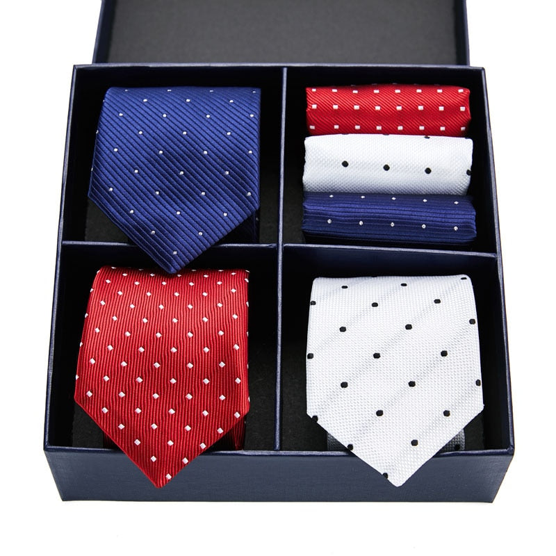 Geschenkbox-Set Herren-Krawatte, Seide, klassisches Jacquard-Gewebe, extra langes Krawatten-Einstecktuch-Set für formelle Hochzeitsfeier für Männer