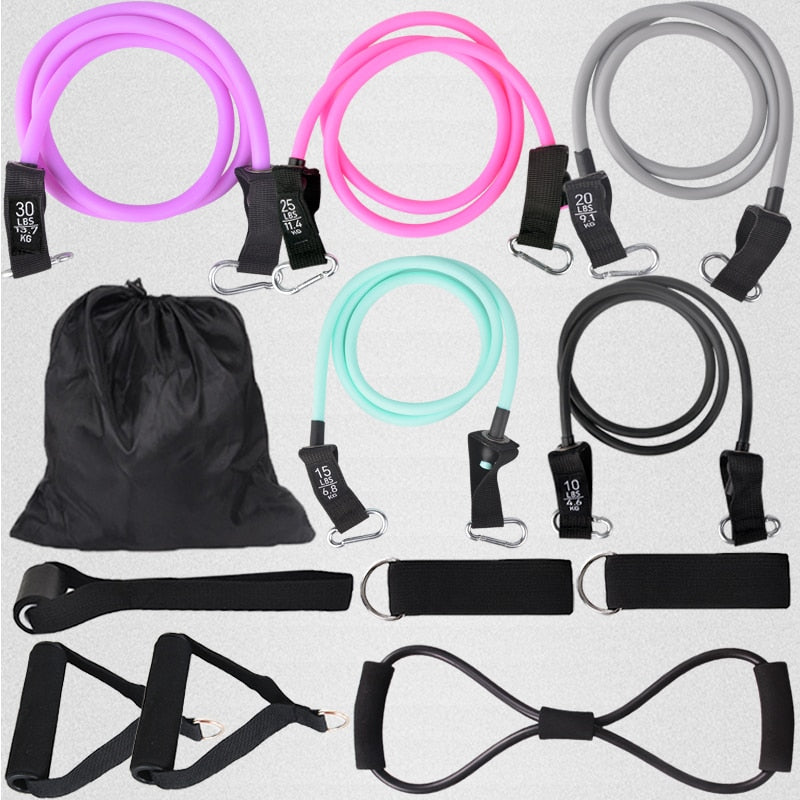 12PCS Widerstand Bands Set Bodybuilding für Home Gym Ausrüstung, Professionelle Home-Training, Fitness Elastische Gummibänder / Expander
