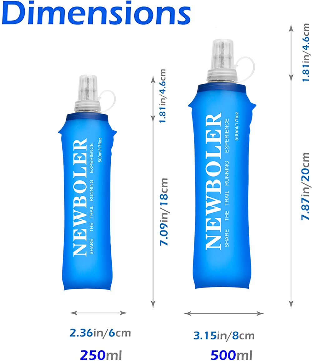 250 ml 500 ml Soft Flask, zusammenklappbare Wasserflasche, TPU-frei, zum Laufen, Trinkrucksack, Hüfttasche, Weste, SD09, SD10