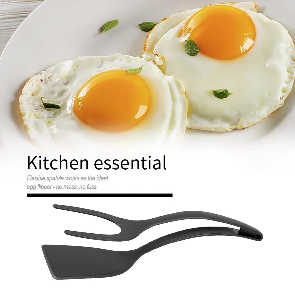 2-in-1-Flip-Zange mit Nylongriff, Eierspatel, Zange, Steakspatel, Klemme