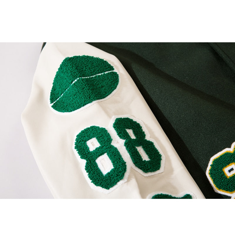 Hip Hop Varsity Damen & Herren Baseball-Jacke mit Pelz Buchstaben, Stickerei Farbe Block