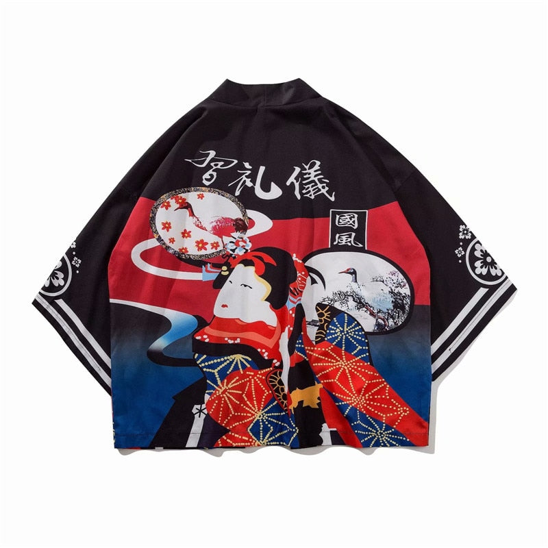 Bebovizi Japan Stil Katze Gedruckt, Dünne Kimono Japanischen Streetwear